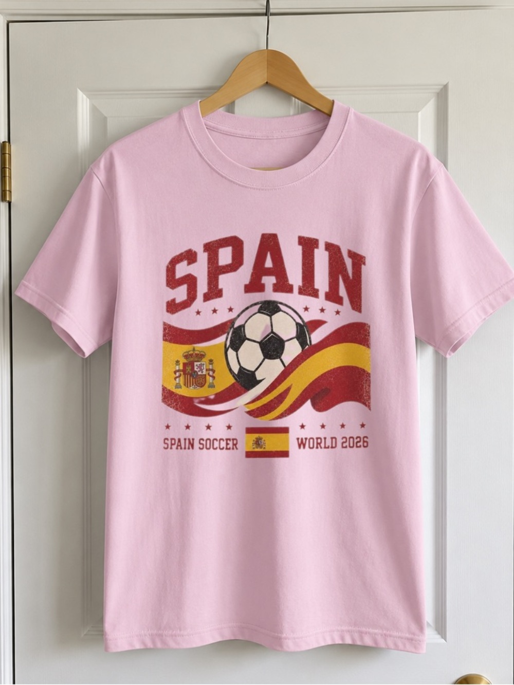 Vintage Spain Soccer World T-Shirt Light Pink Size L